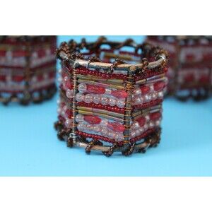 Pier 1 Moroccan Napkin Rings Copper Metal Beaded Set Of 4